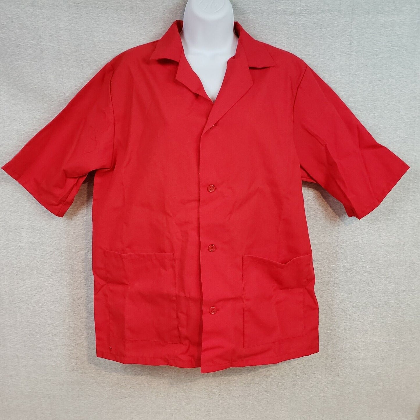 Fame Fabrics K71 Red Unisex Server Smock Medium 2 Pocket Work Uniform