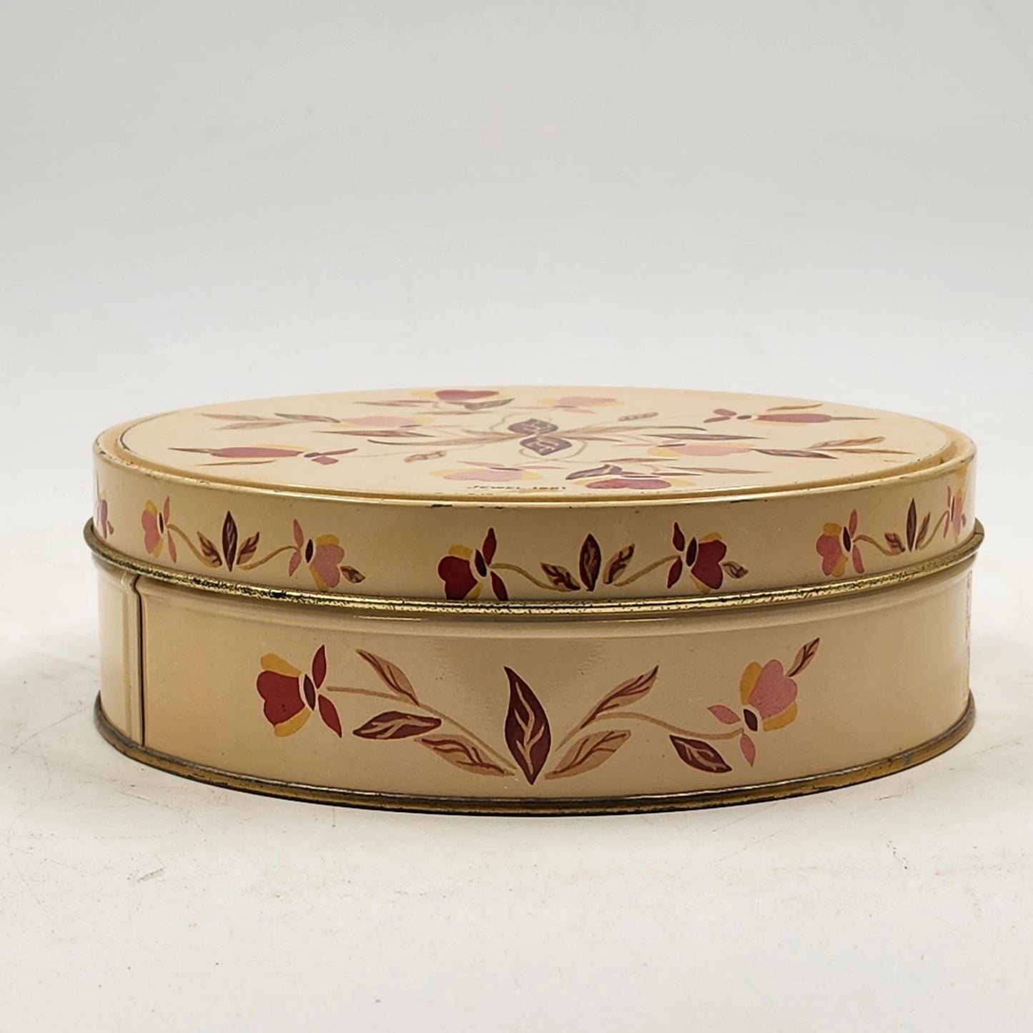 Autumn Leaf Round Fruitcake Tin 7" x 2" Deep Hall China Jewel Tea Collectible