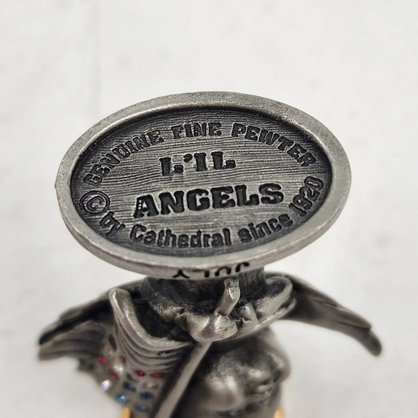 July Birthstone Angel Figurine L'il Angels by Cathedral Fine Pewter Patriotic