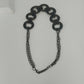 Gunmetal Chain Link Statement Necklace Oversized Circle Runway Fashion Vintage