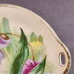 O&EG Royal Austria Porcelain Hand Painted Antique Floral Serving Plate Handles