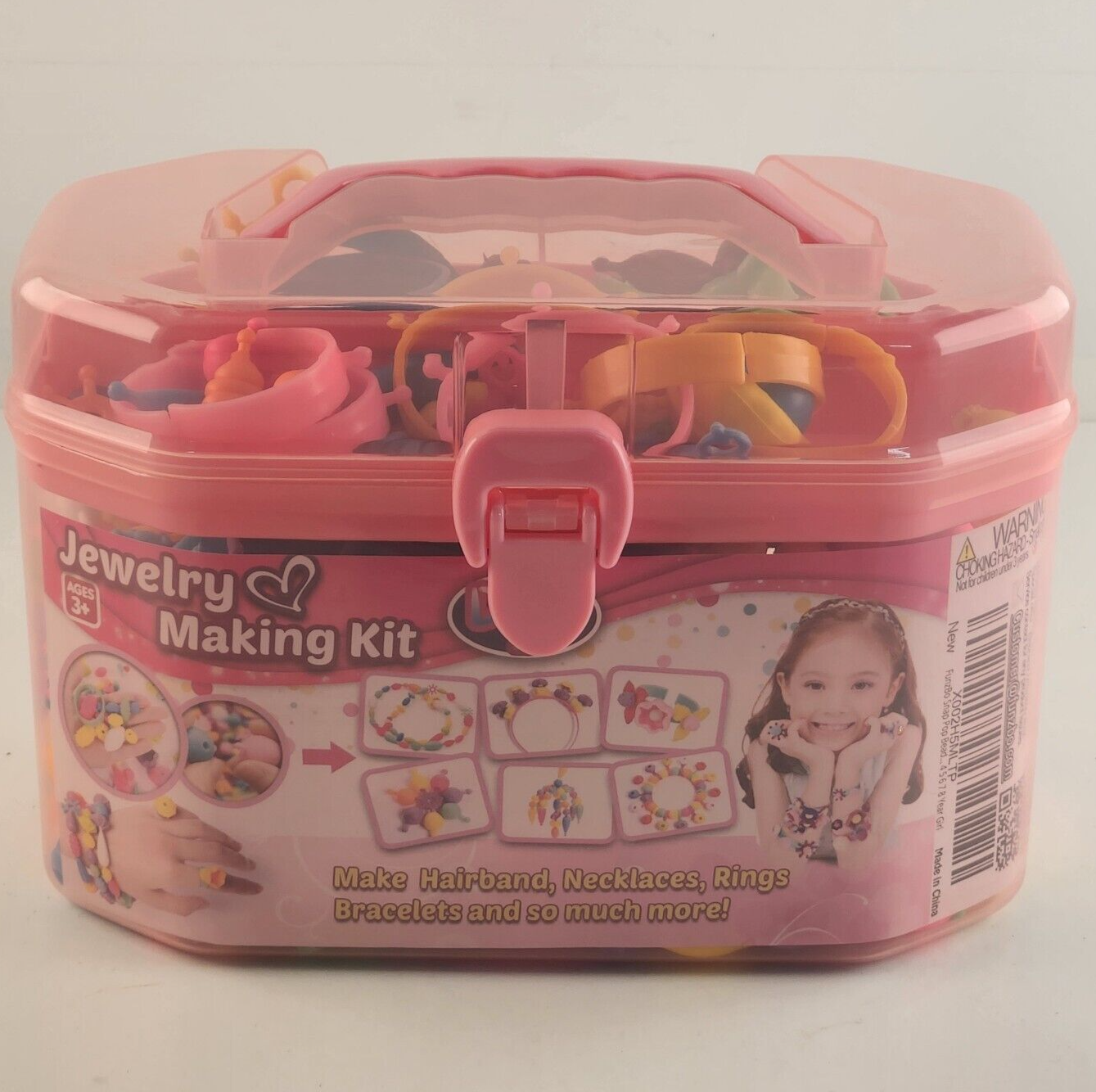 Do It Yourself Plastic Toy Jewelry Making Kit Set and Box With Handle