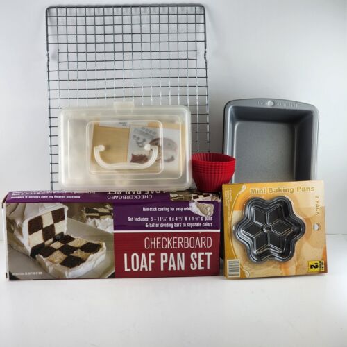 Baking Pan Checkerboard Cake Loaf Cupcake Pan Decorating Kit Set Cooking Rack