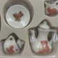 10pc Mini Tea Set Porcelain Floral Bears Collectible w/ Box 4"
