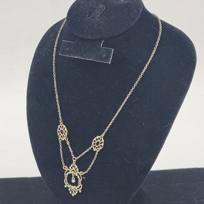 Avon Gold Tone Forever Paula Abdul Filigree Embellished Necklace & Earring Set
