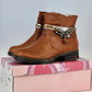 Via Pinky Elly-02 Ankle Boots Womens 8.5 Camel Tassel NWT