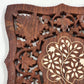 2 Hand Carved Wood Trivets 8" Gold Inlay Floral Leaf Design Scrolled Sides India