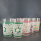 Berney-Bond Floral Glass Tumblers Set 8 Sunflower Rose Magnolia Grape 10oz Vtg