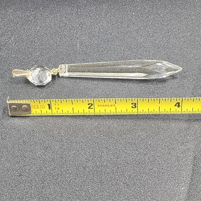 4 Icicle Spear Crystal Faceted Glass Prisms 3" L & Octagon Accent Wire Connector