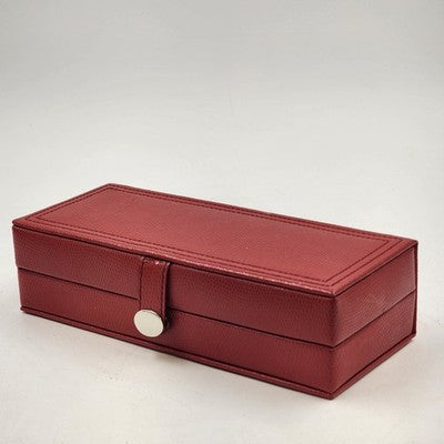 Hato Hasi Red Faux Leather Jewelry Travel Case Snap Closures Removable Pouches