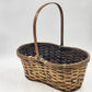 Handwoven Wicker Storage Basket Loop Handle Oval Brown Rattan 15"Lx9"Wx16"H