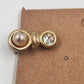 2 Pair Clip-On Earrings Faux Pearl & Rhinestone - White Stone Teardrop Gold Tone