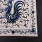 Outeiro Agueda Rooster Ceramic Tile Hand Painted Blue Azulejo Forrado Portugal