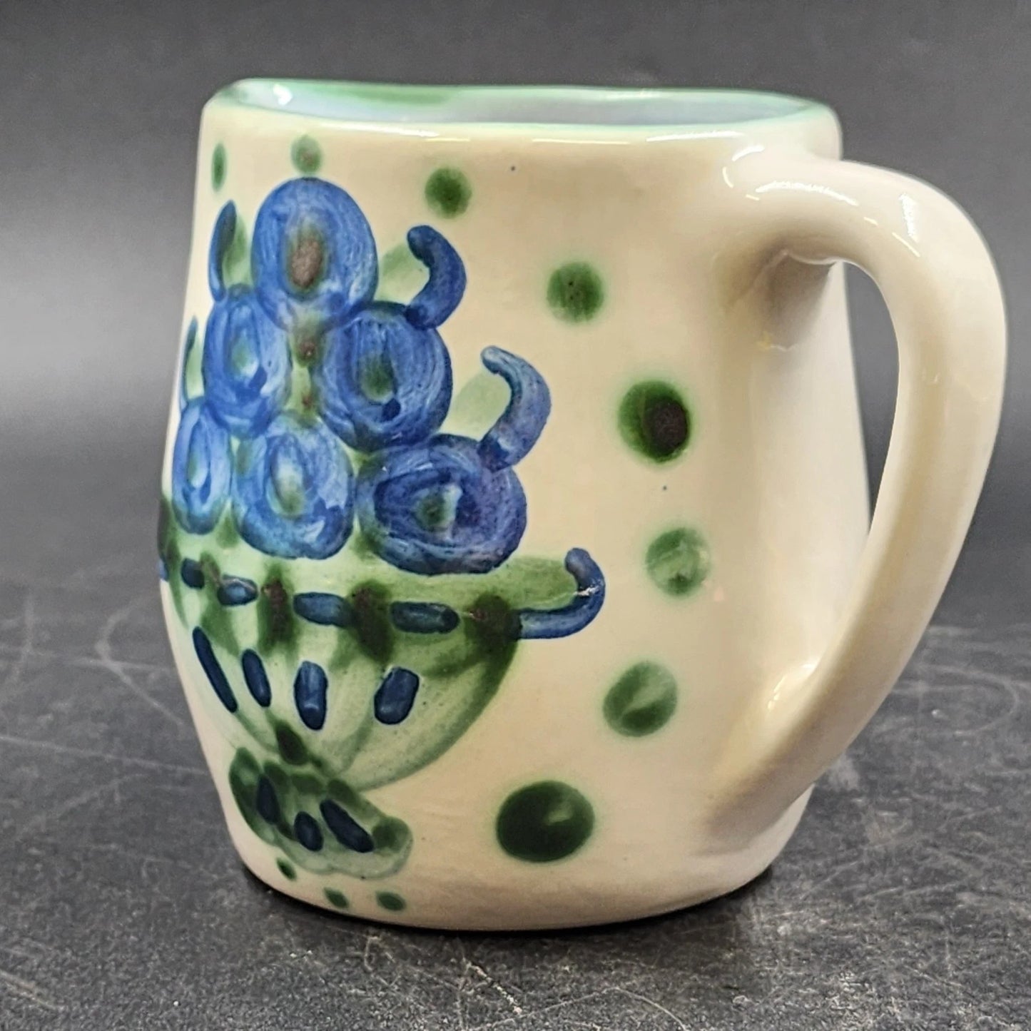 Hadley 24 oz Small Pitcher 5” Blueberry Bouquet Hand Painted Stoneware Pottery