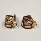 Cloisonné Enamel Flower Clip-On Earrings Multicolor Curved Leaf Shape 1" x 0.5"