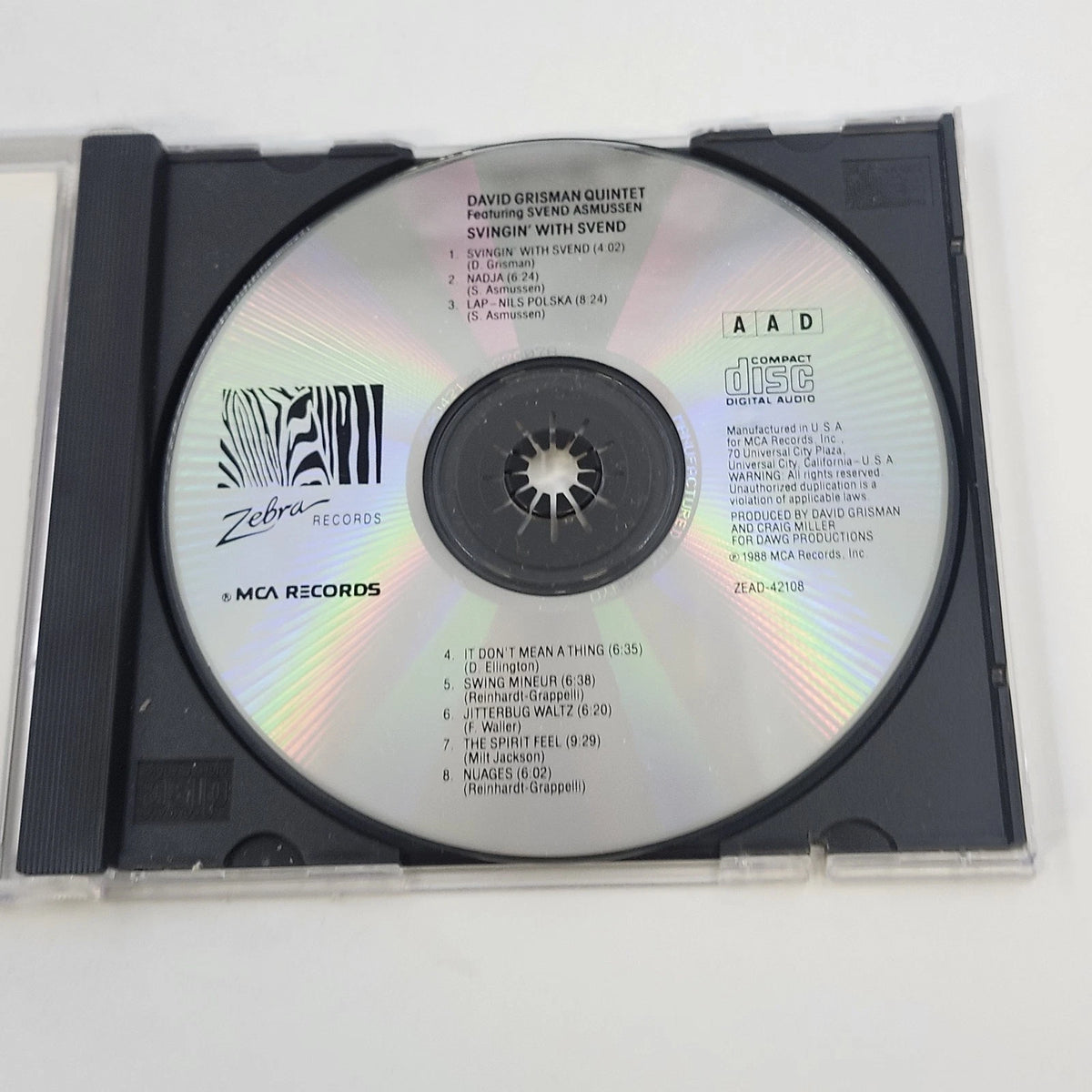 David Grisman Quintet Svingin' With Svend Asmussen CD ZEAD-42108 Gypsy Jazz 1988