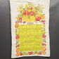 1983 Linen Kitchen Towel Calendar Fruit Basket and Border Vintage 24" L x 16" W