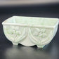 Akro Agate Slag Glass Planter Green White Marble Daffodil Floral Dish 1940's Vtg