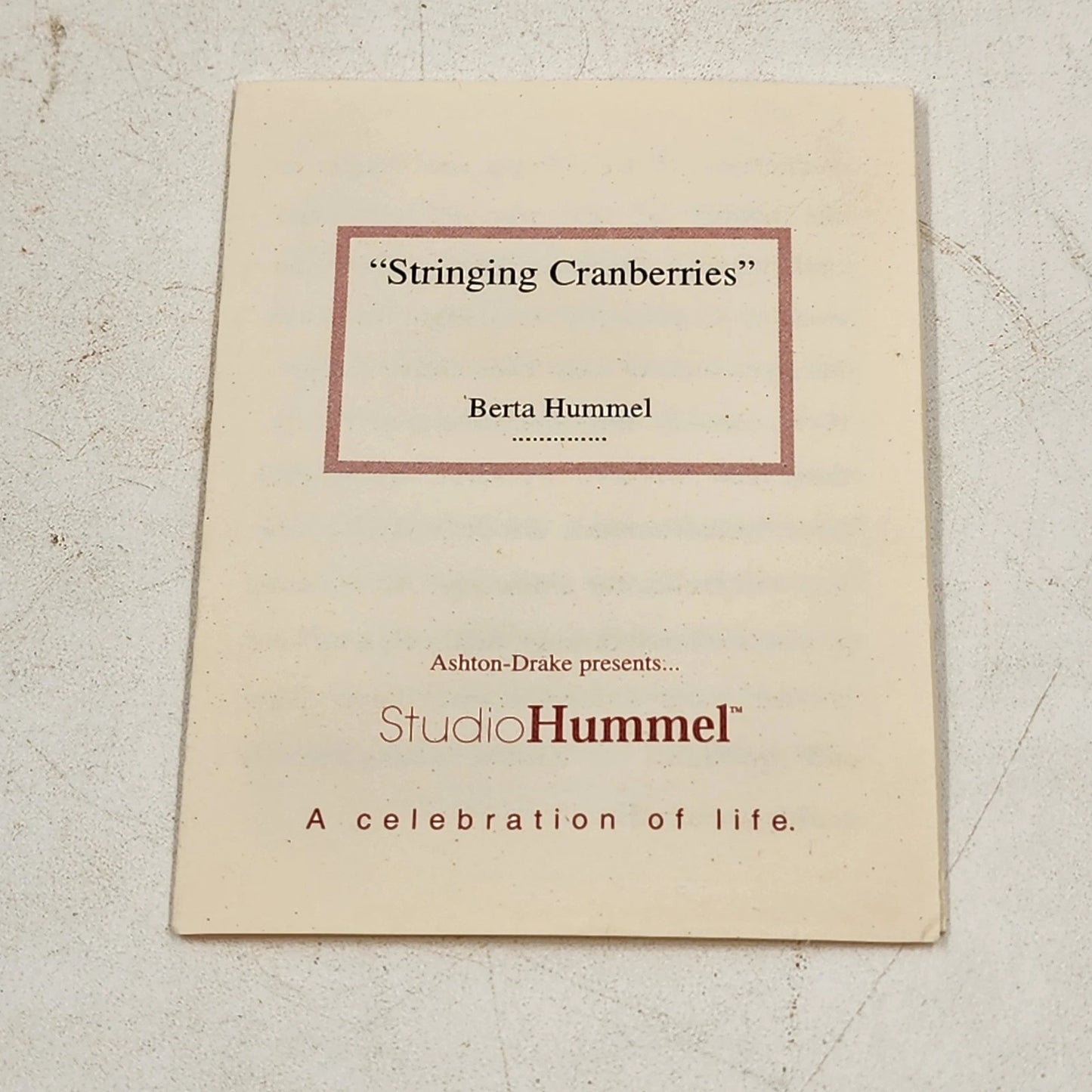 Berta Hummel STRINGING CRANBERRIES Ornament Goebel BH-45 Retired 2.75" 1997