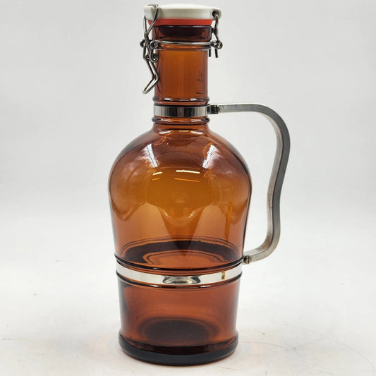 Muster Geschutzt 2L Amber Glass Beer Growler Swing Top Lid Cap Handle Germany