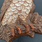 Owl Wall Plaque Decor Brown Cream Faux Wood Textured Foam Resin 7.5" 1970 Nature