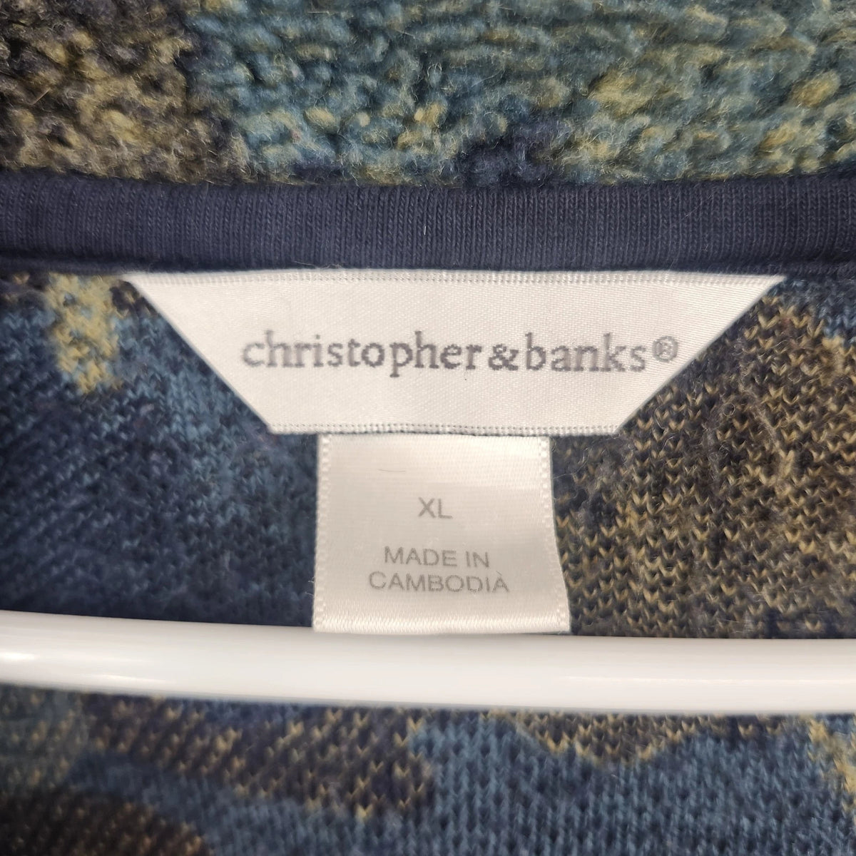 Christopher & Banks Women's Fleece Jacket XL Blue Floral Birds Nature Full Zip