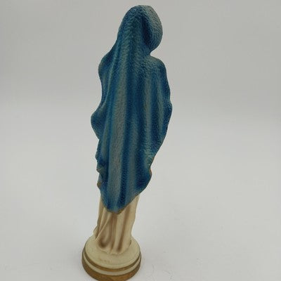 ARA 8" Madonna Virgin Mary Figurine White Plastic Blue Veil Vtg