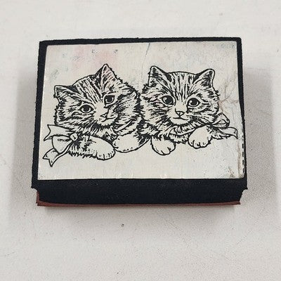5 Wood Rubber Stamps Cats Theme Kitten w Bow Purrrfect Peeking Sabrina
