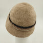 Aloska Cloche Beige Hat w Brown Black Tan Twisted Rope Trim & Gold Tone One Size