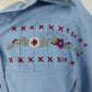Tan Jay Women’s Blue Floral Embroidered Blouse Sz 16 Cotton Long Sleeve Top