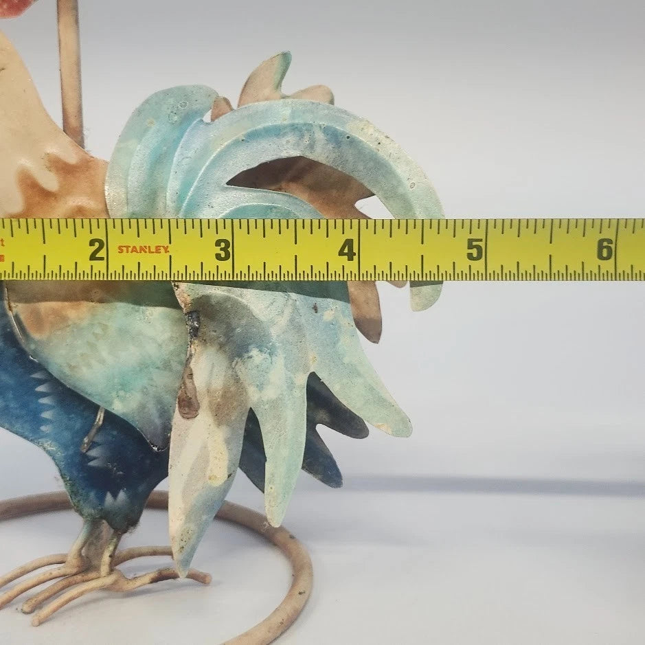 Rooster Mini Candle Lamp Metal Tea Light Holder Tapered Fabric Farmhouse Country