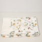 White Twin Size Flat Top Sheet Coverlet Red Yellow Floral & Butterflies Motif