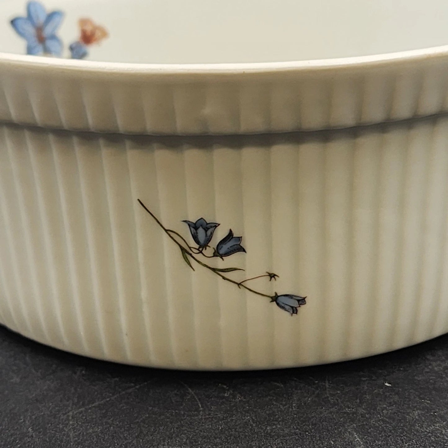 BIA Cordon Bleu Caroline Casserole Dish 8" Round Floral Souffle Baker No Lid Vtg