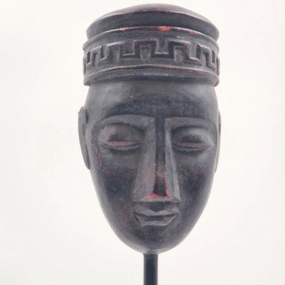 Wooden African Sculpture Tribal Face Art Mask Figurine Ethnic Home Decor 12"x3"