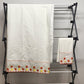 Solid White Twin Flat Sheet and Matching Pillow Case w Red & Yellow Floral Trim