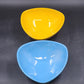 2 Buffalo China Triangle Bowls 9.25” Oneida Yellow Lemon Drop & Blue Hawaiian