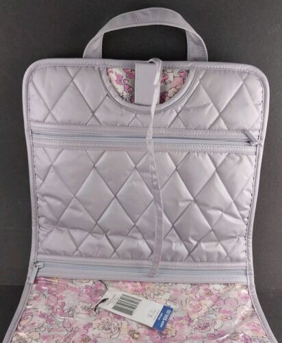 Vera Bradley Hanging Toiletries Organizer Travel Cosmetic Bag Lavender Pearl