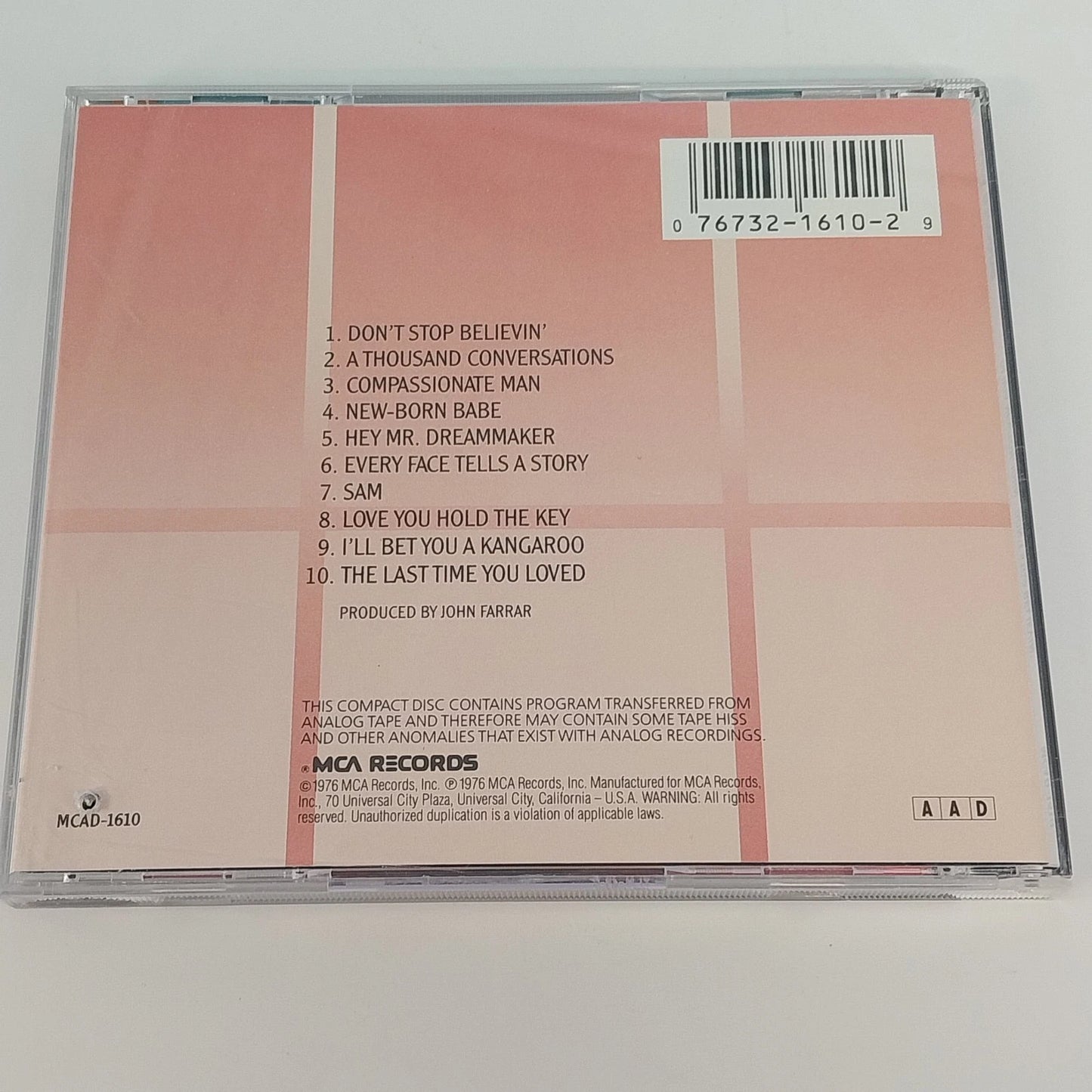 Olivia Newton-John Don't Stop Believin' CD MCAD-1610 MCA Country Pop Album 1976