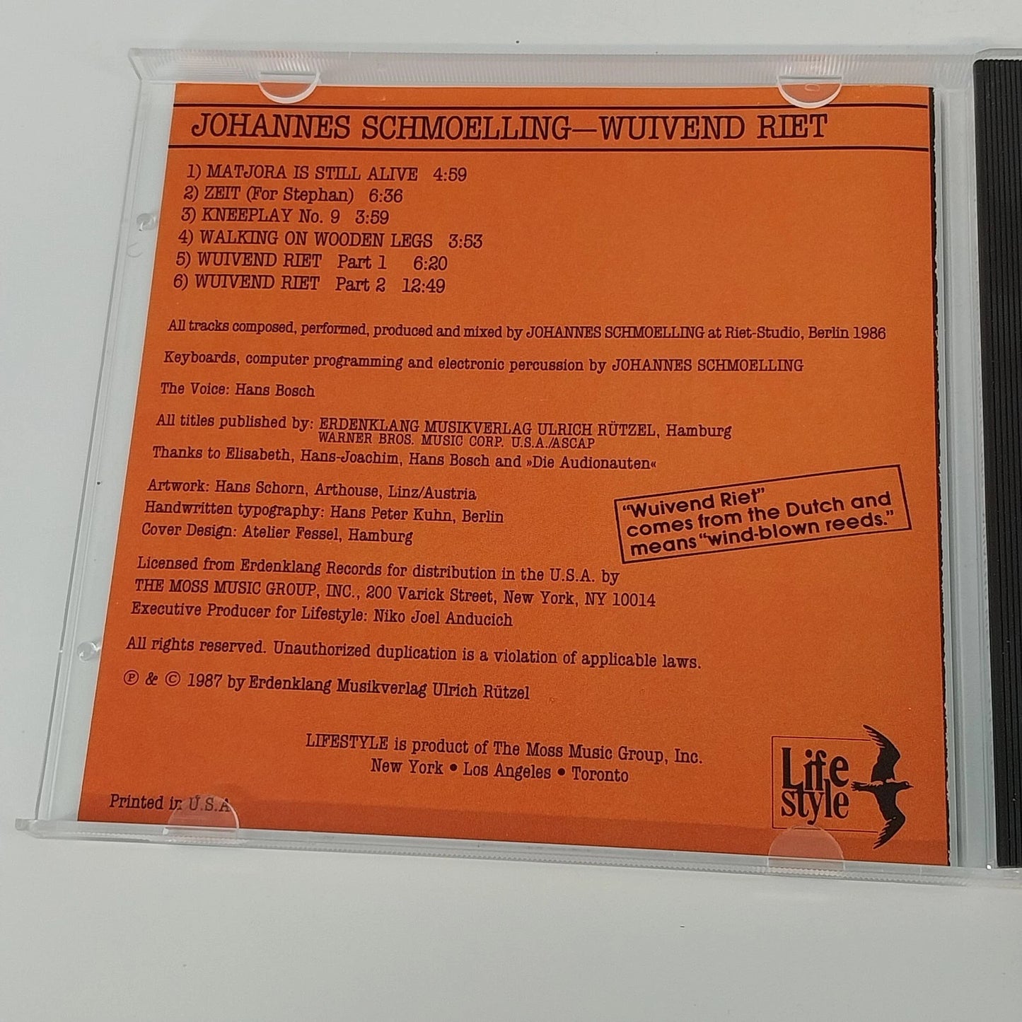 Johannes Schmoelling Wuivend Riet CD Electronic Ambient Lifestyle Vintage