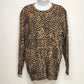 Nina Charles Women's Medium Leopard Print Wool Sweater Brown Animal Print Top