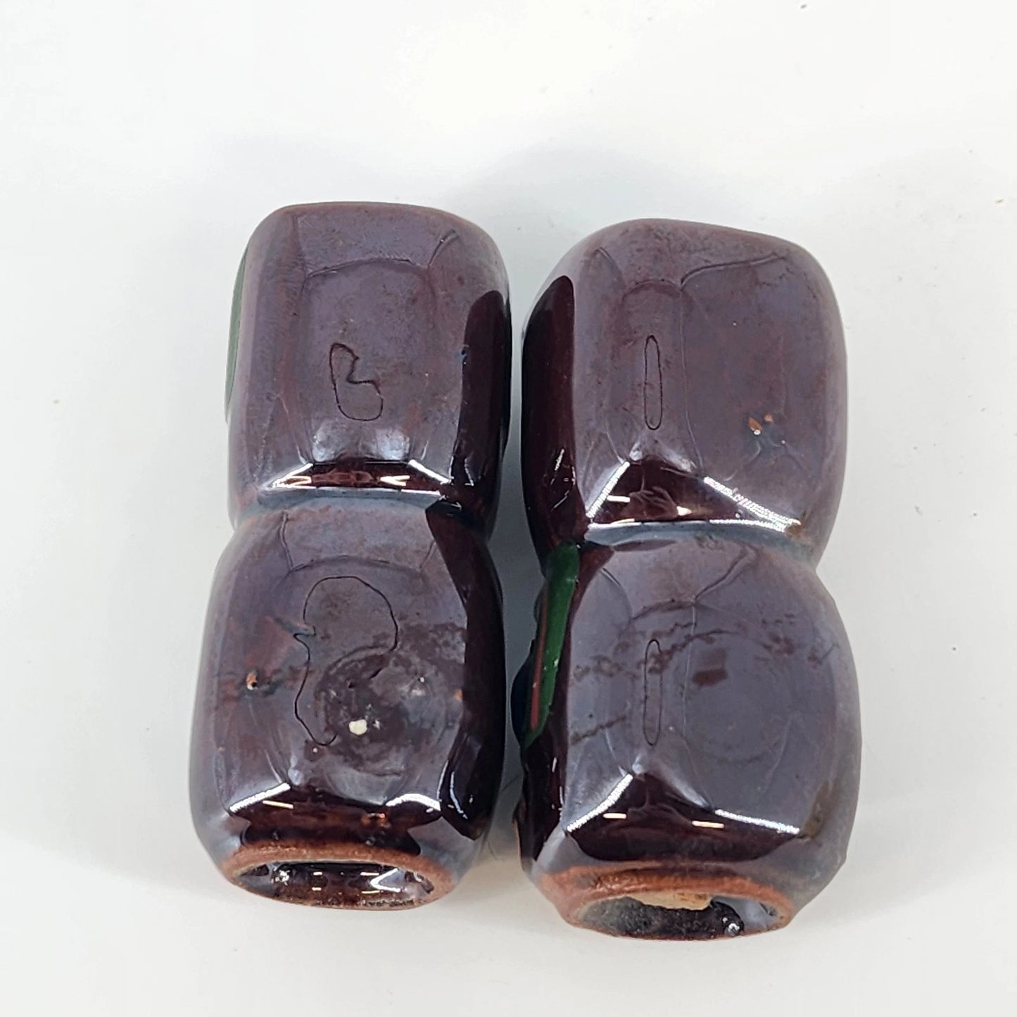 Totem Pole Indigenous Salt & Pepper Shaker Set Brown Lustreware Ceramic Japan 3"