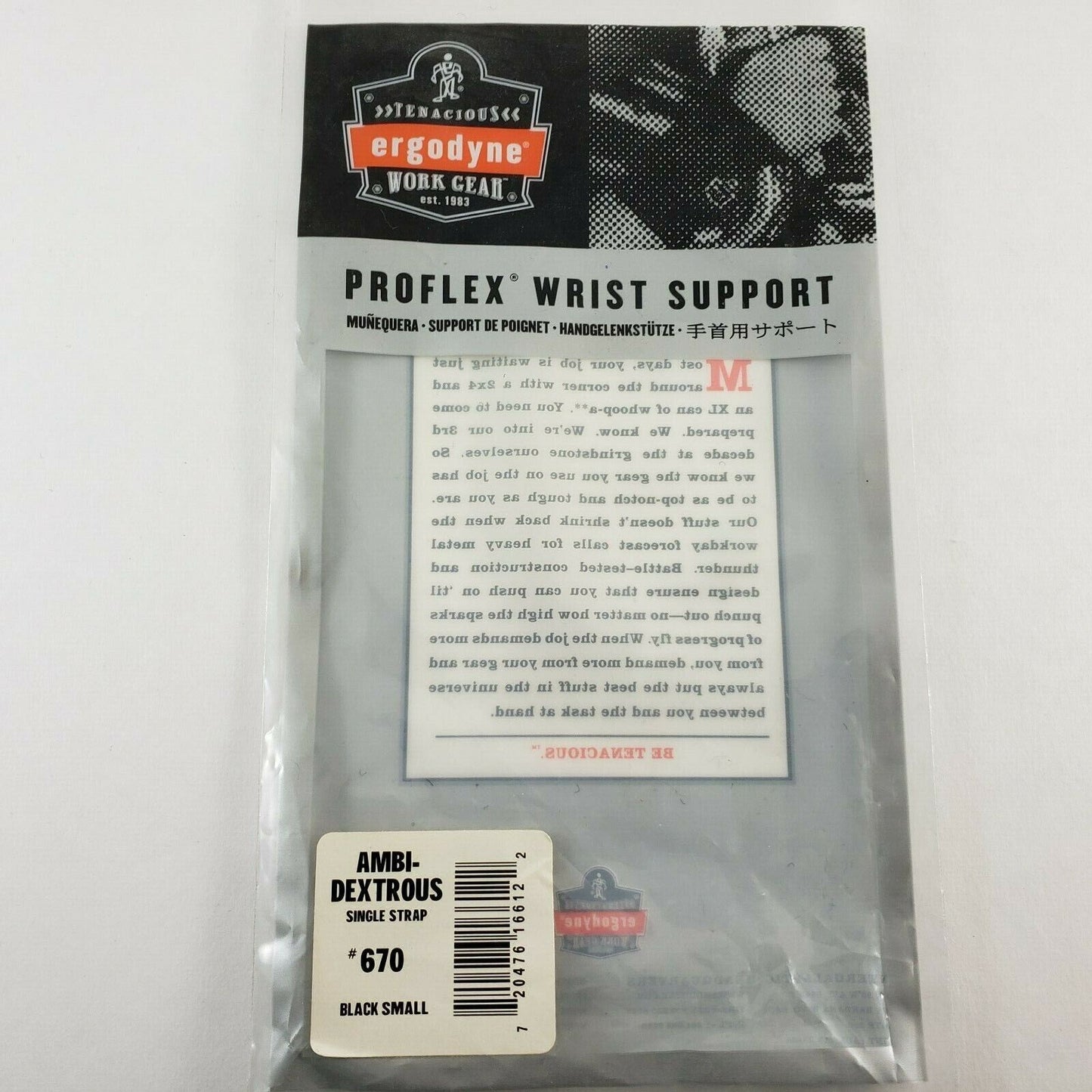 Ergodyne Proflex Wrist Support No 670 Black Small Ambidextrous Single Strap