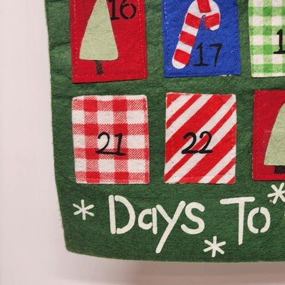 Christmas December Advent Calendar Crescent Enterprise Felt Fabric 15" Vintage