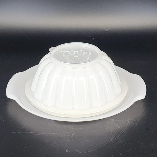 Tupperware Jel-N-Serve 616-5 Jello Mold w Plate & 4 Pattern Insert Lids Vintage