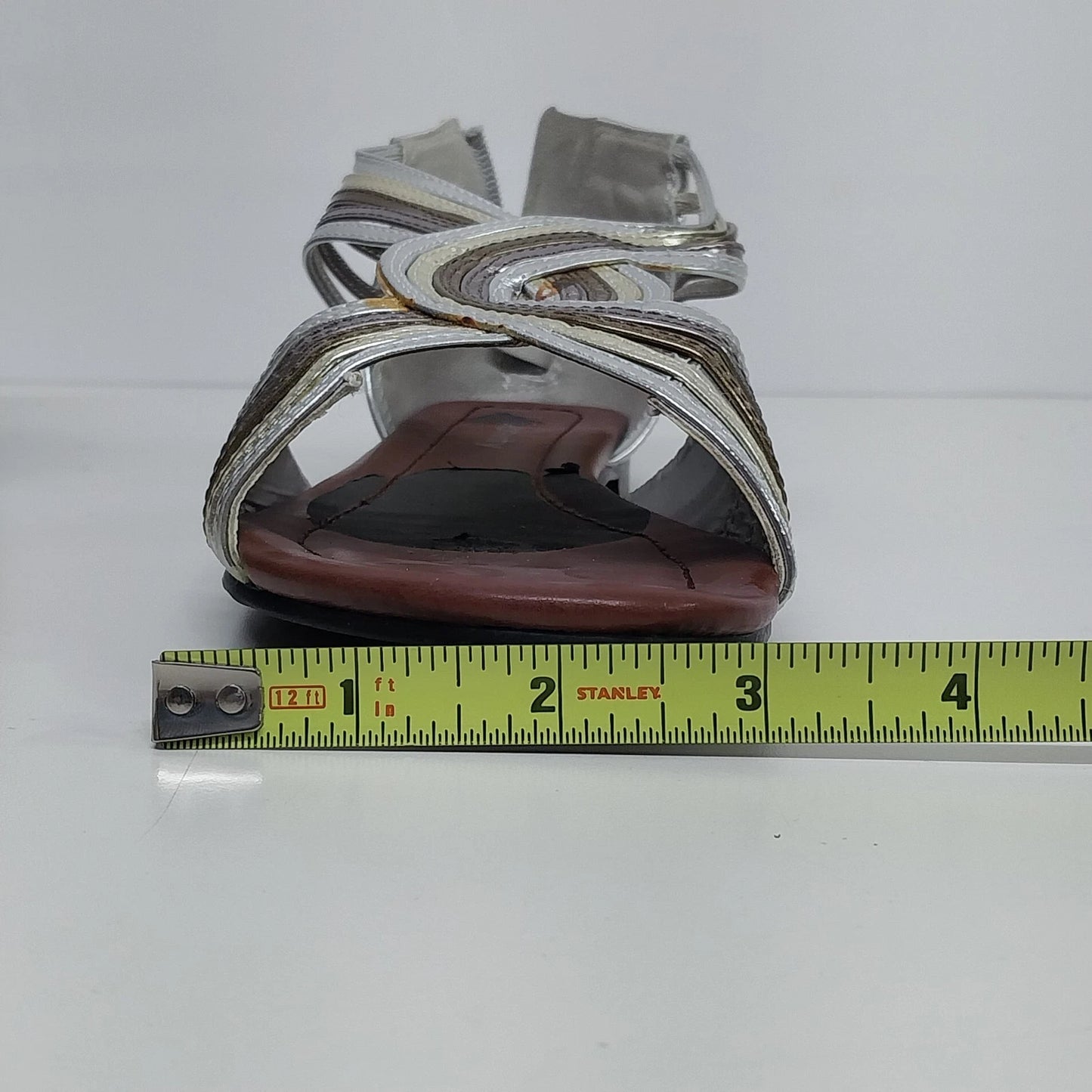Relativity Cleo Metallic Silver Strappy Sandals Womens 8M