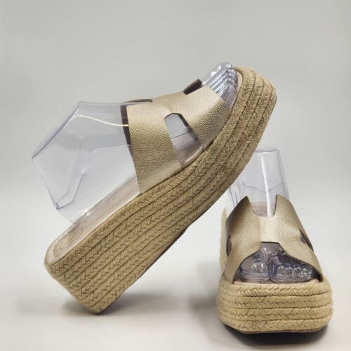 MKS Women's Size 10 Nude Platform Wedge Slip-on Hemp Sandals Columbia