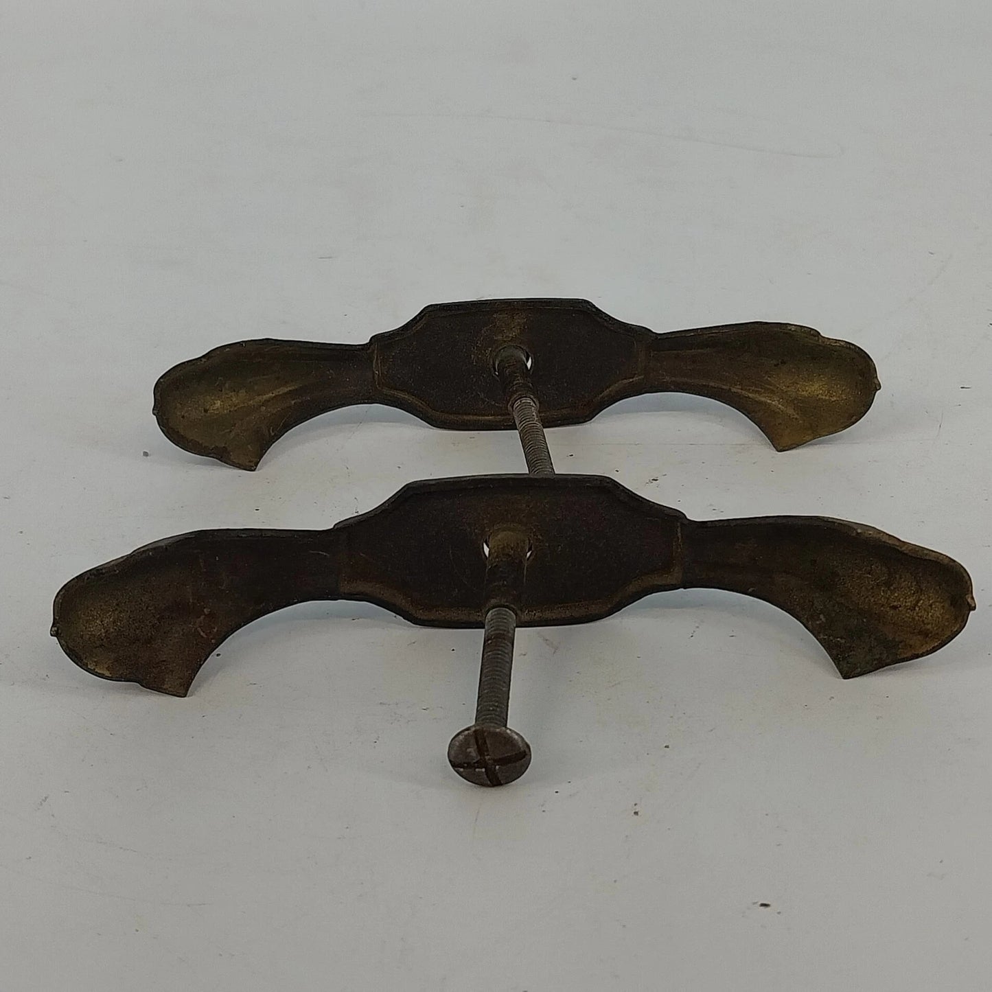 2 Brass Drawer Pulls Ornate Cabinet Handles 5" Furniture Hardware Antique Style
