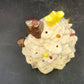 Ceramic Christmas Tree Owl Figurine Iridescent Glaze Light Holes Star on Top 5"