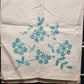 Off-White Linen Table Runner/Dresser Scarf Blue Embroidery 42"x16" Vintage