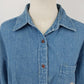 Hunt Club Denim Shirt L Women's Floral Embroidered Pocket Long Sleeve Cotton